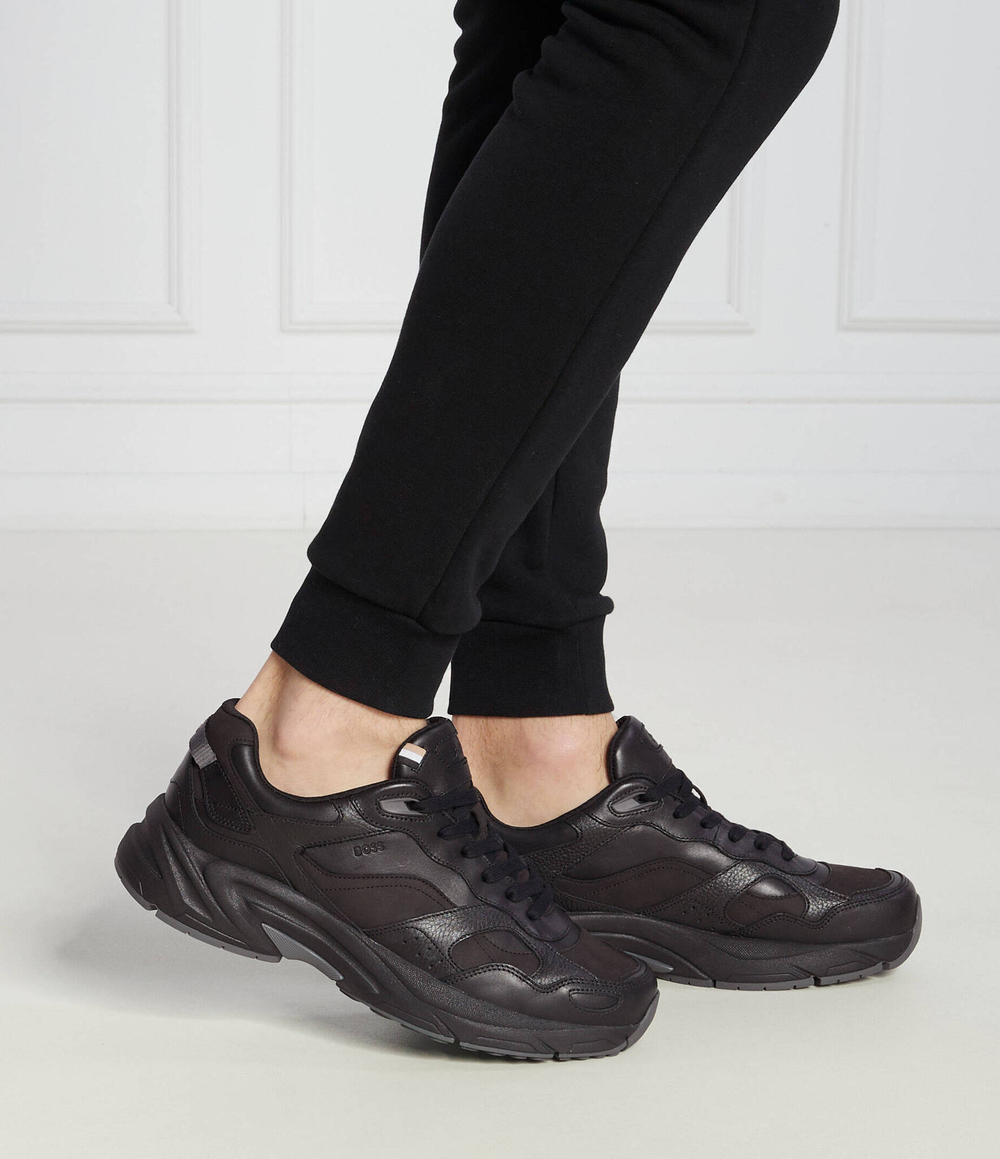 Кожаные кроссовки levitt_runn_lt BOSS BLACK - черный(50513142)