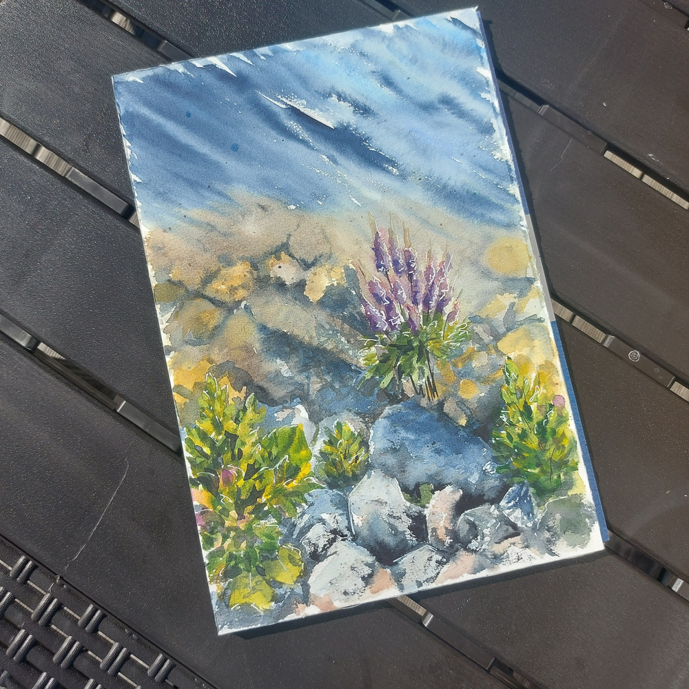 Картина авторская акварельная в паспарту 30х40 см на стену для интерьера "На причале"