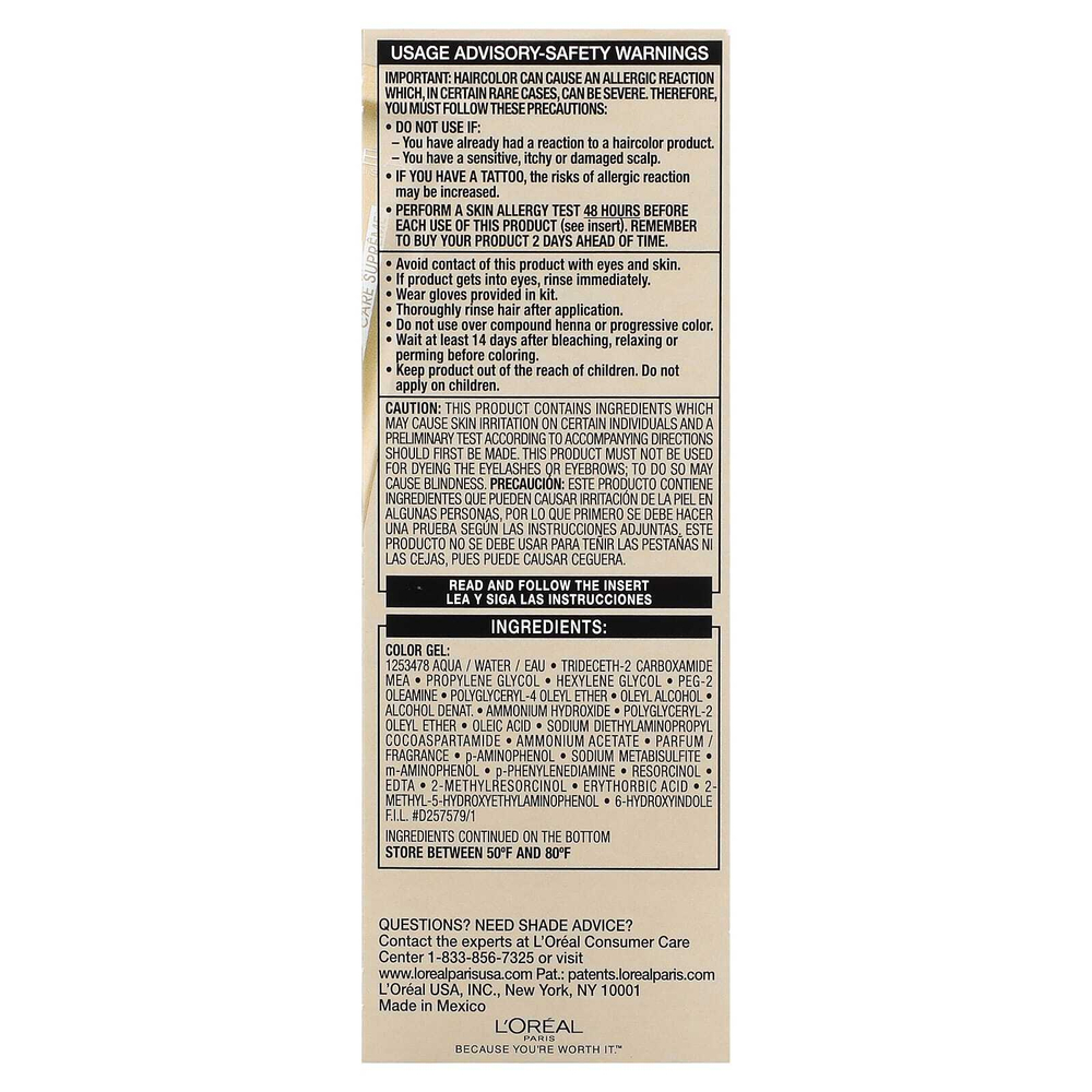 L'Oréal, Superior Preference, яркий, не выцветающий цвет, светло-янтарно-коричневый для 6 часов утра, 1 нанесение