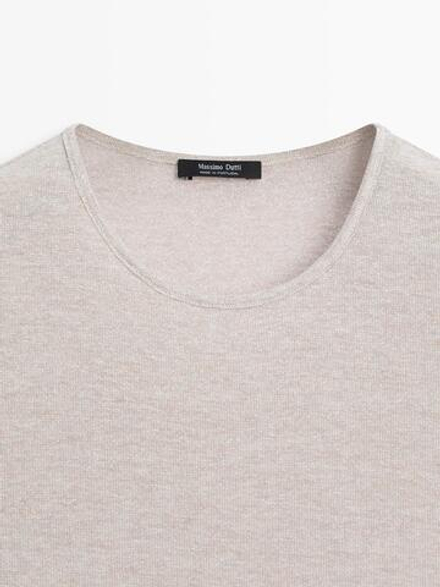 Massimo Dutti Футболка с блестящей отделкой, серебряный