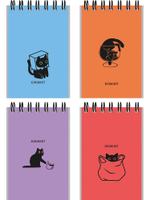 Блокнот А7 40л. клетка "Забавный чёрный кот-2" на гребне, мелов.облистер (Проф-Пресс)