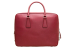 PRADA Saffiano Cow Leather Portable Briefcase Men"s Red
