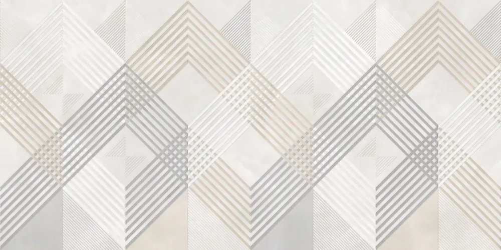 Настенная плитка ALMA Ceramica TWU09RVL014 Rivoli 50x24.9 серая / кремовая глянцевая под камень / с орнаментом