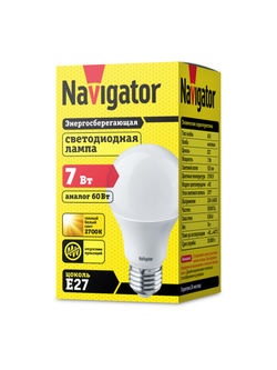 Лампа светодиодная 94 385 NLL-A60/A55-7-230-2.7K-E27 7Вт грушевидная 2700К тепл. бел. E27 525лм 176-264В Navigator 94385