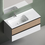 Тумба подвесная под раковину левая Sancos Delta, Дуб светлый/белый 995х445х500