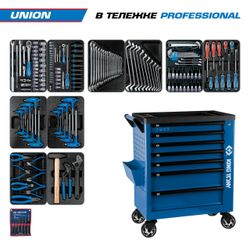 KING TONY (9G38-000MRB) Набор инструментов "UNION" в синей тележке, 173 предмета