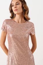 51581 Платье женское (персиково-серебристый)