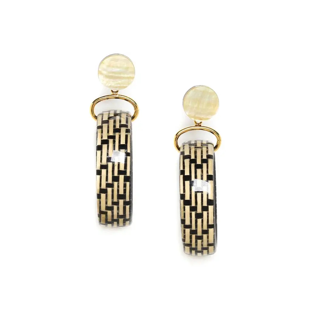 Серьги Nature Bijoux, Madam Bogolan, с растительным волокном в смоле и перламутром, NB24.1-12CP78762