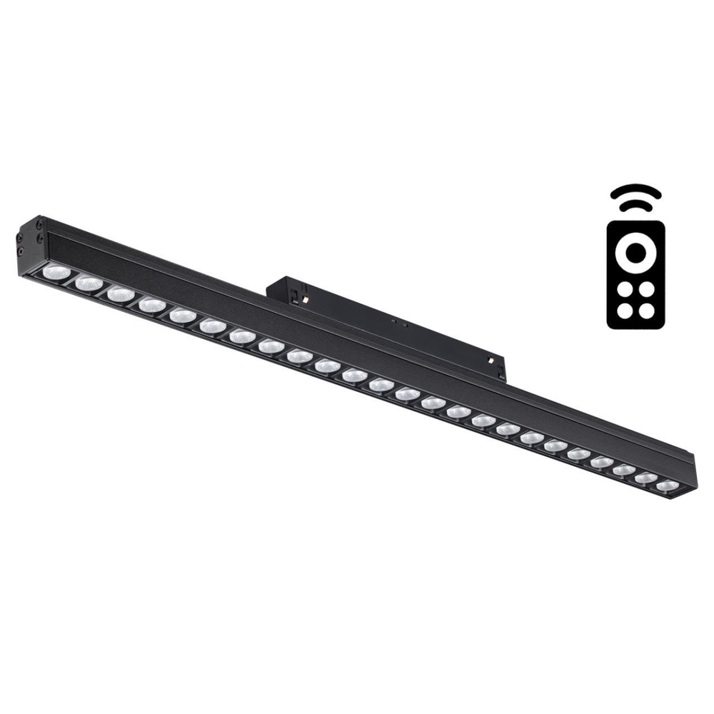 358624 SHINO NT21 038 черный Трековый низковольтный св-к диммируемый с ДУ, со сменой цв.температуры IP20 LED 3000~6500К 24W 48V FLUM