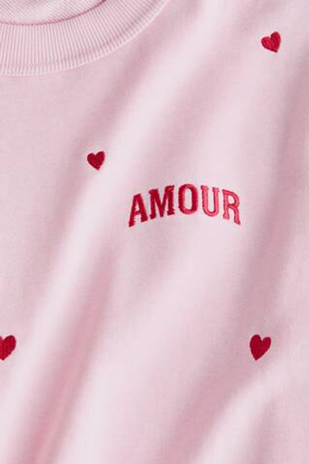 H&M Футболка оверсайз с принтом, розовый