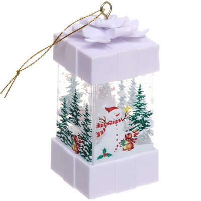 Сувенир с подсветкой «Фонарь - Сказочная лесная прогулка со Снеговиком» 5х5х11,5 см, белый