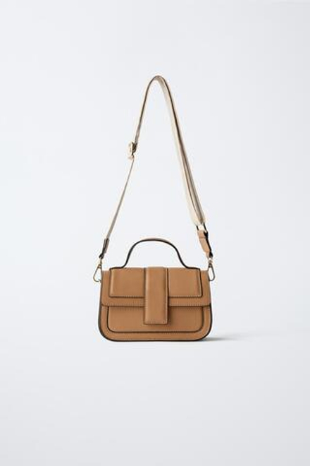 ZARA МИНИ-СУМКА С ПЛЕЧЕВЫМ РЕМНЕМ, КОРИЧНЕВЫЙ