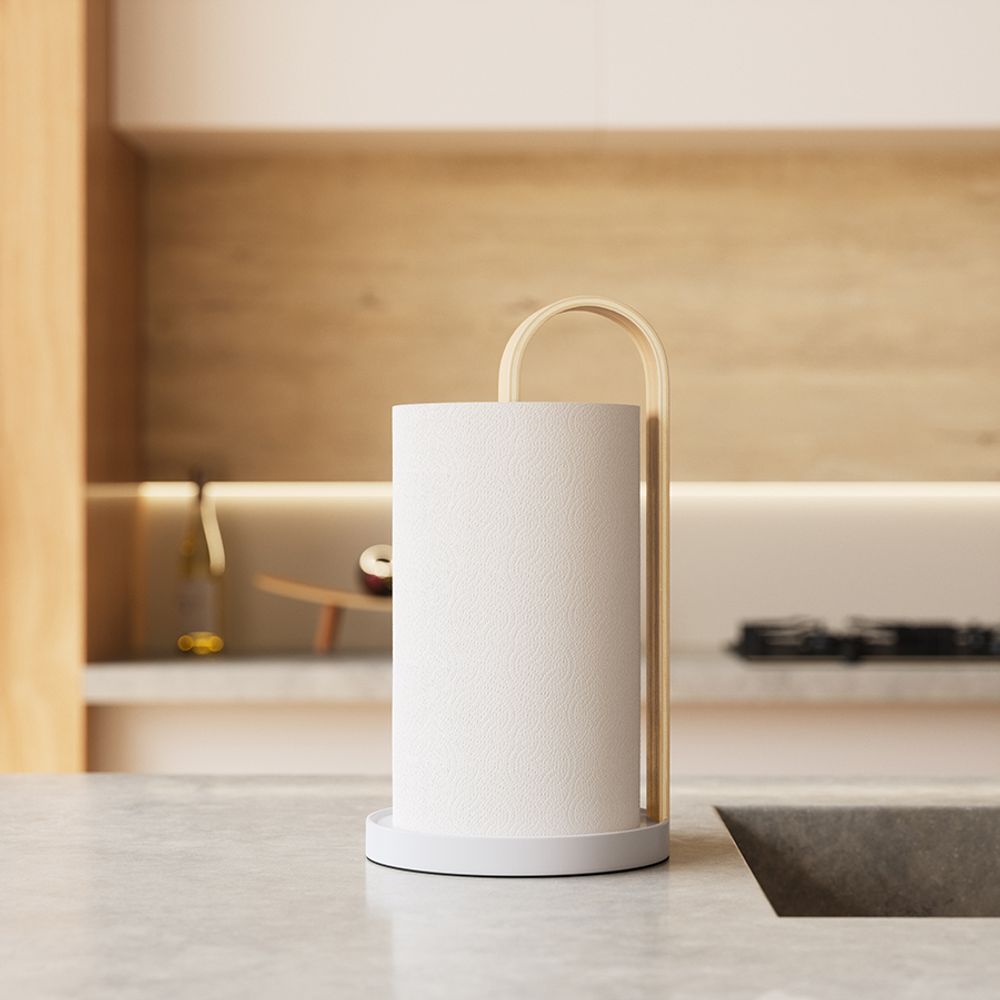 Держатель для бумажных полотенец Bellwood, белый/натуральное дерево