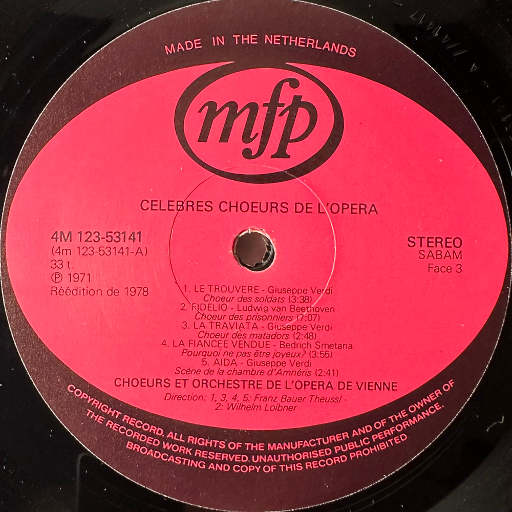 Оркестр Венской Государственной Оперы – Известные Оперные Хоры 3LP (Голландия 1978г.)