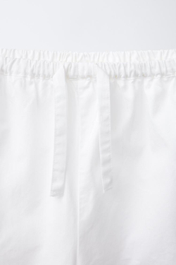 ZARA БРЮКИ ПРЯМОГО КРОЯ С ЦВЕТОЧНОЙ ВЫШИВКОЙ, БЕЛЫЙ