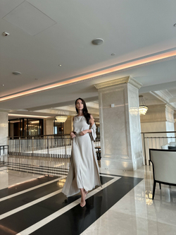 Платье AMBRA с полуюбкой, бежевый