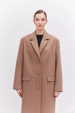 Пальто удлиненное женское бежевое