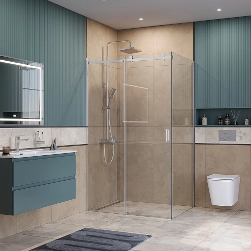 Душевой уголок BelBagno SOFT_CLOSE-2-AH-1 120х100 стекло прозрачное/профиль хром