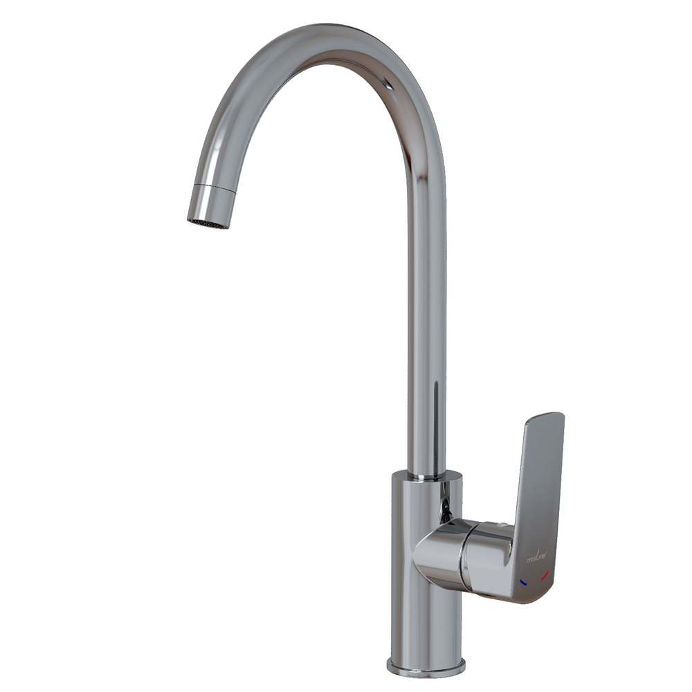 Смеситель для кухни 35k MIXLINE ML15-031 высокий излив б/отв боковая п/гайку (без подводки)