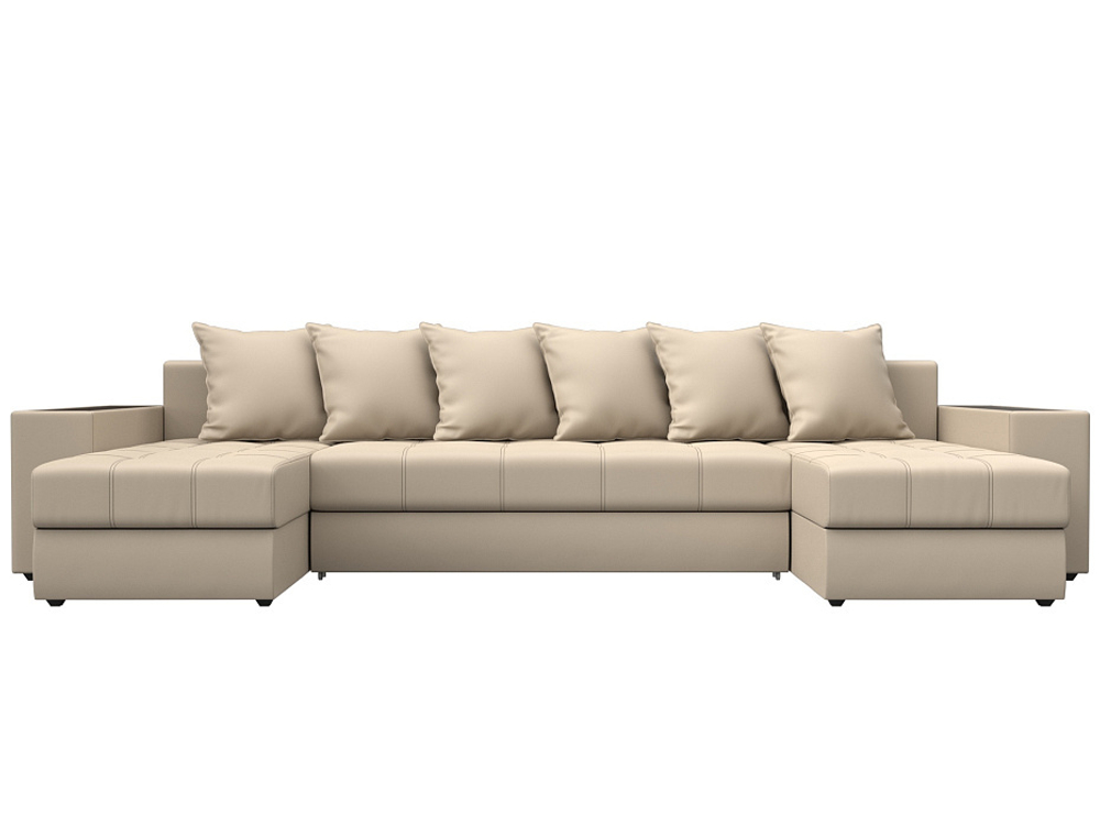 Диван П-образный Дубай полки справа, Бежевый, Экокожа, 31518R