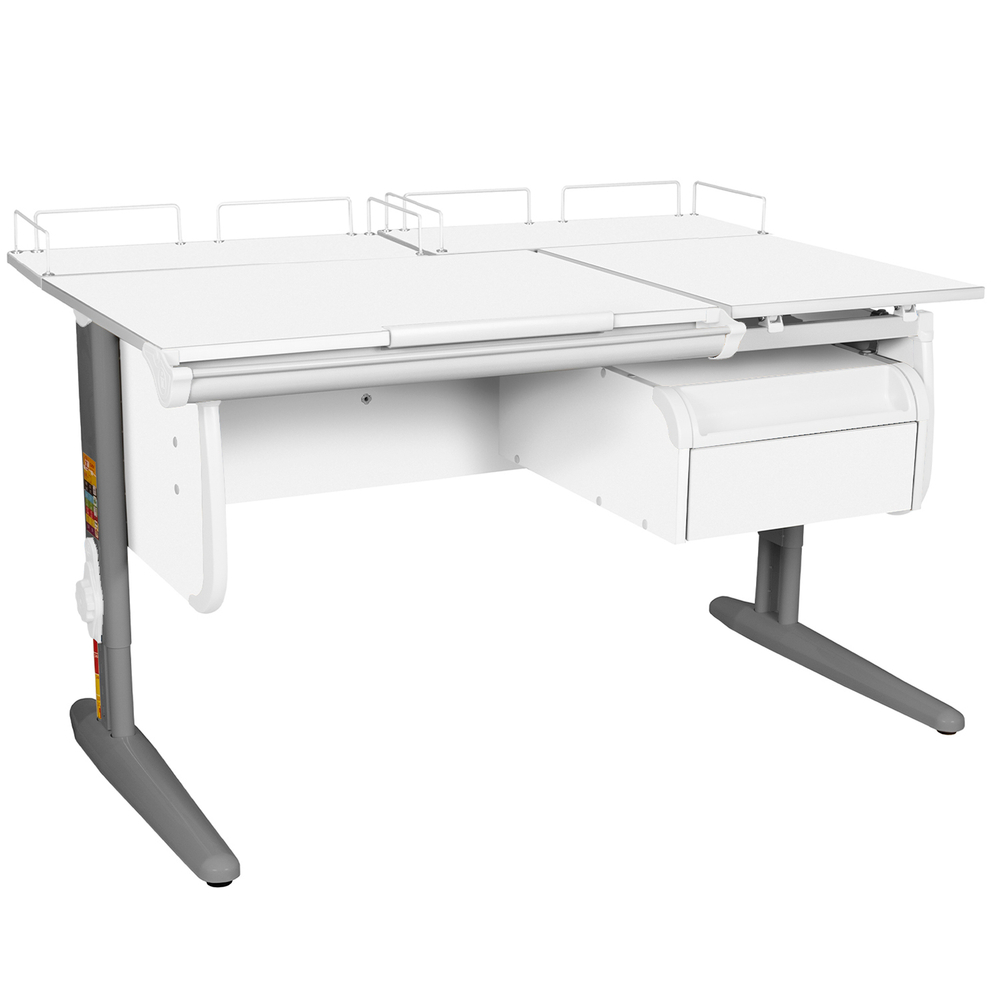 Растущая парта Дэми СУТ 25 с задними полками СУТ.15.210 и навесной тумбой (1200×880 мм)