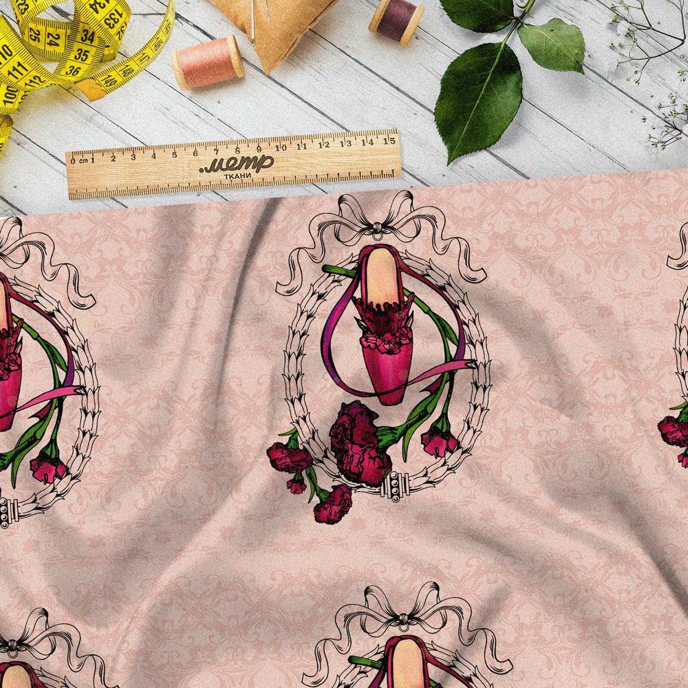 Ткань блэкаут туфелька с цветком
