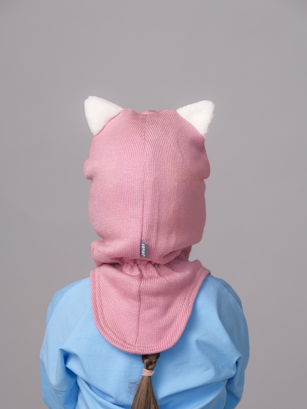 Шлем весенний/осенний вязаный (Розовый рашаль) КИС