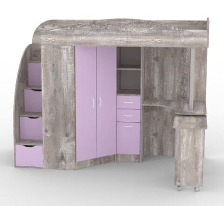 Кровать-чердак КарИВи Юниор 4 Бетон Ирис