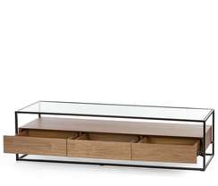ТВ-консоль Sherwood 150х40 см, шпон ореха, стекло