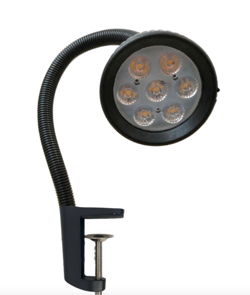 Станочный светодиодный светильник на гибкой ножке СКС 7Вт, 700Лм, 5500К 24В, IP65 (на струбцине)