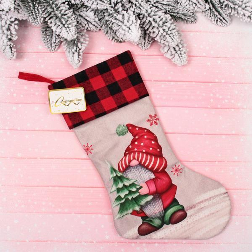 Носок новогодний "Лесовик с ёлкой" 19*34 см