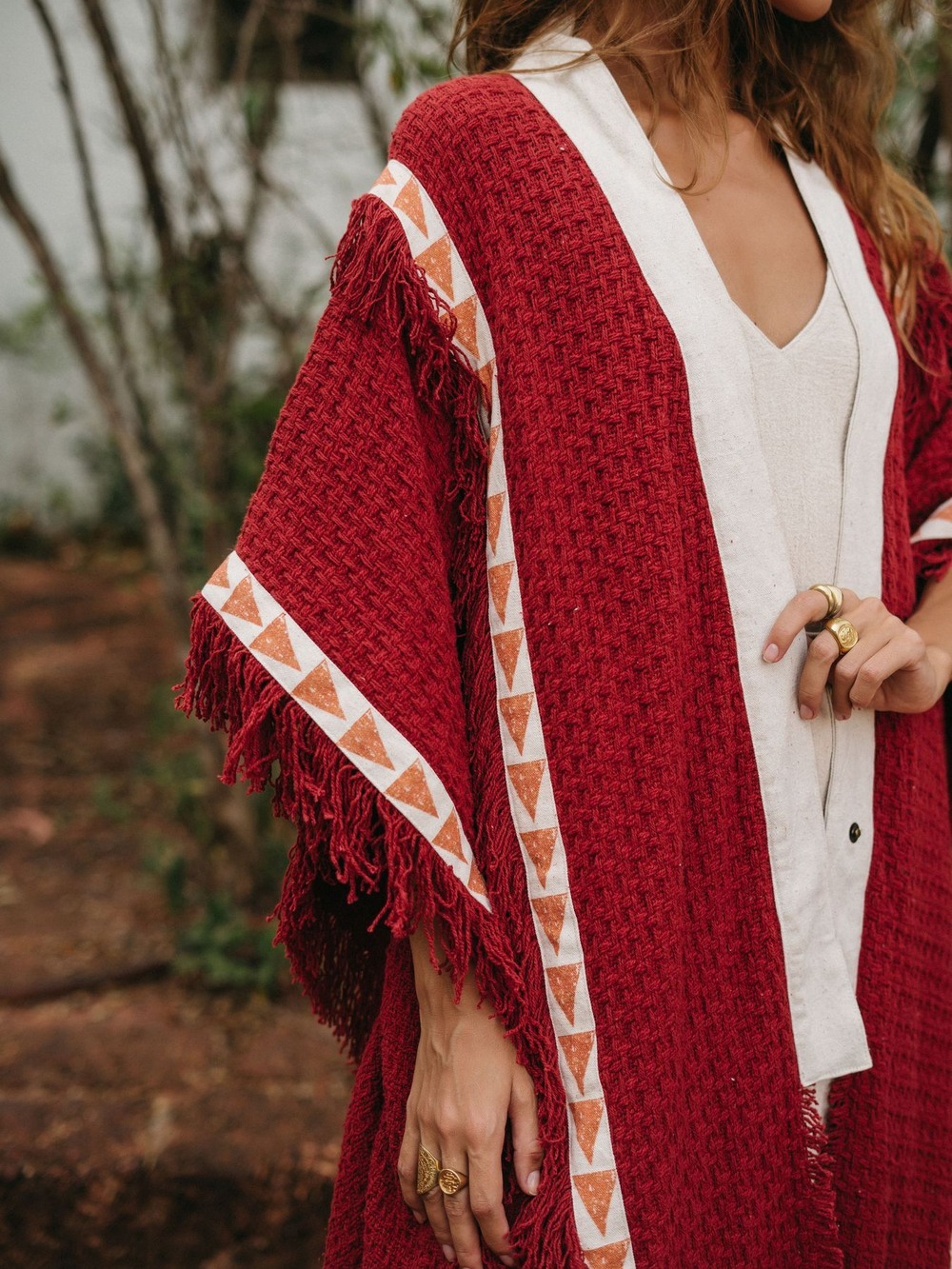 Berber пальто-пончо (красная охра)
