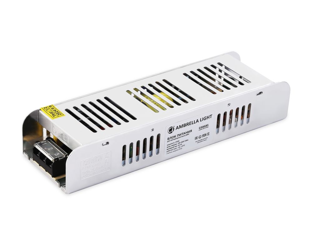 Ambrella Блок питания с EMC для светодиодной ленты 24V 250W 10,4A IP20 185-260V 223*67*40 GS8685 LED Driver 24V GS8685