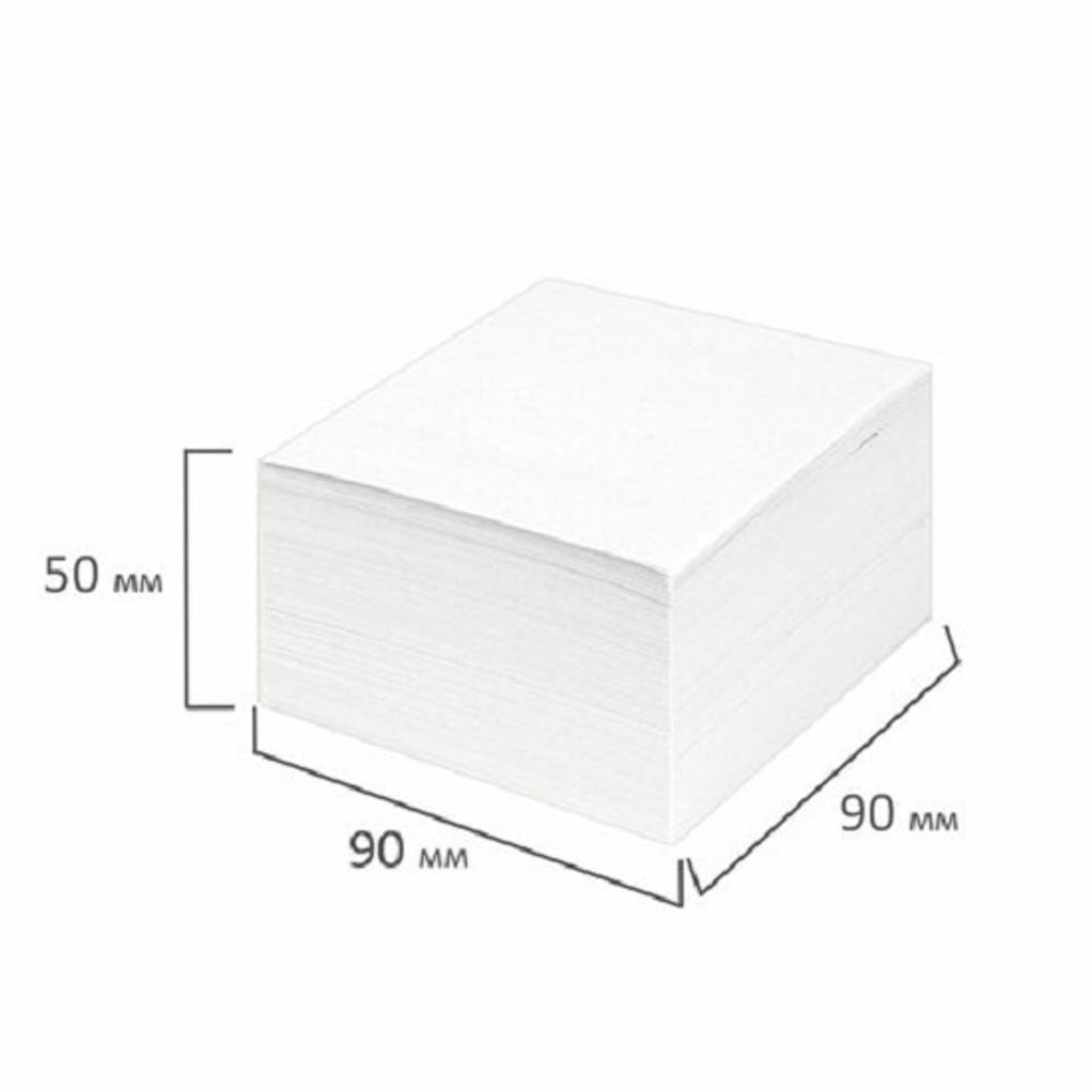 Блок бумаги для записи непроклеенный 9х9х5 см, белый, белизна 90-92%, плотность 65 г/м2, Staff