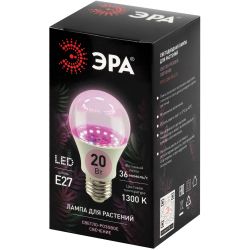 Фитолампа для растений светодиодная ЭРА FITO-20W-RB-E27 красно-синего спектра 20 Вт Е27 | Фитолампы Е27