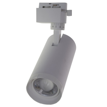 ULB-Q261 20W-4000K-AC WHITE Светильник-прожектор светодиодный трековый. 1600 Лм. Белый свет 4000К. С регулируемым углом свечения. Корпус белый. ТМ Volpe