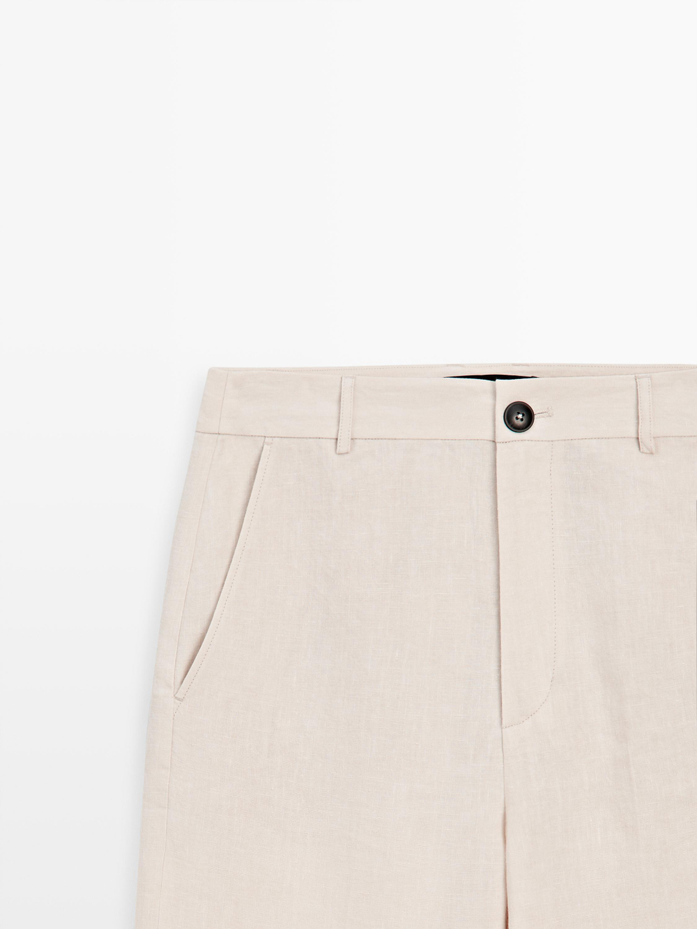 Massimo Dutti Брюки свободного кроя из 100% льна, экрю