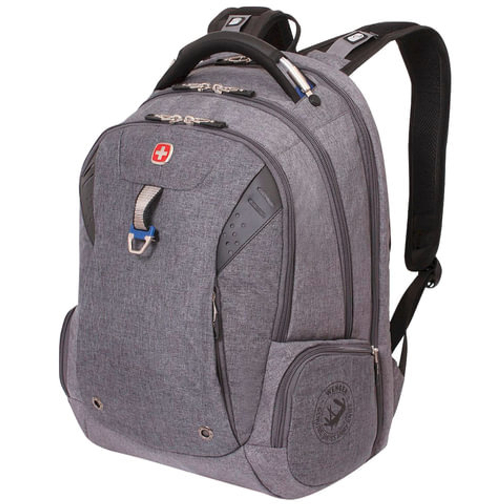 Рюкзак WENGER, универсальный, серый, черные вставки, функция ScanSmart, 31 л, 47х34х20 см, 5902403416