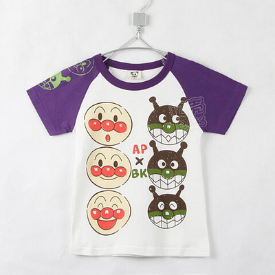 Футболка с принтами клоуна и пришельца с контрастными рукавами