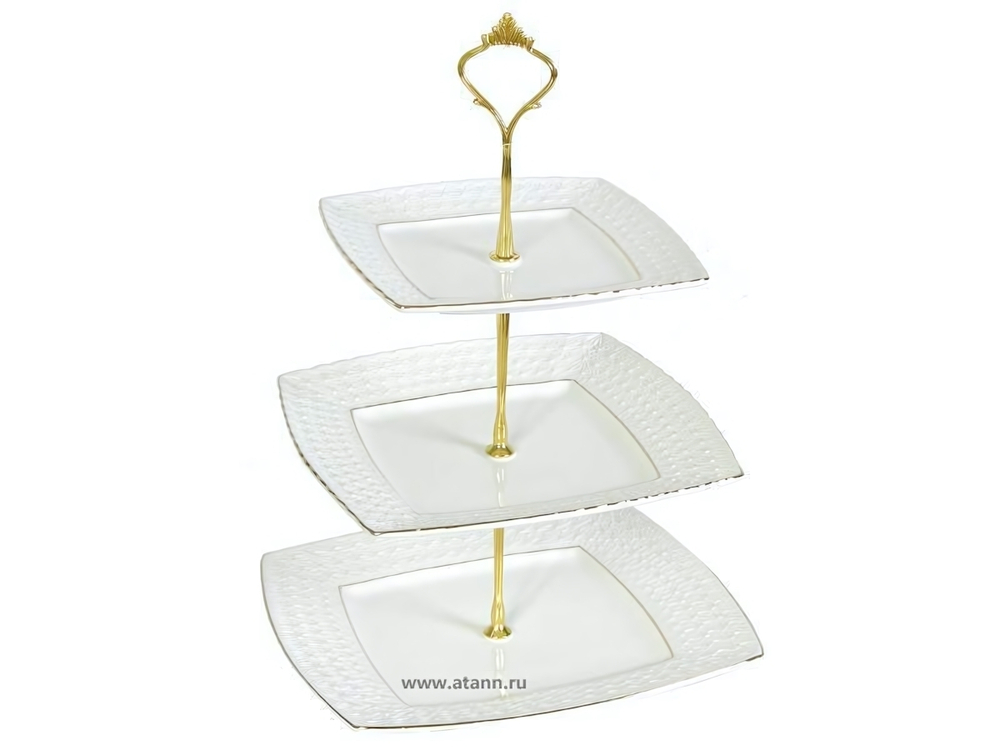 Ваза 3-х ярусная "Снежная королева" квадратная 16,5*20*25,4см