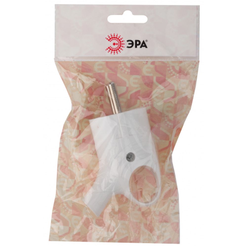 Вилка ЭРА Vx4-W с заземлением угловая с кольцом 16A белая