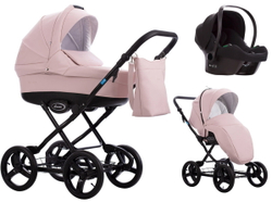 Детская коляска AroTeam Cocoline Prima 3 в 1 с автокреслом Avionaut Cosmo 01 св.розовая кожа