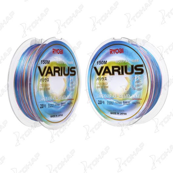 Шнур VARIUS PE8X-150MI 2.0# Multi Colour 0,235мм Ryobi