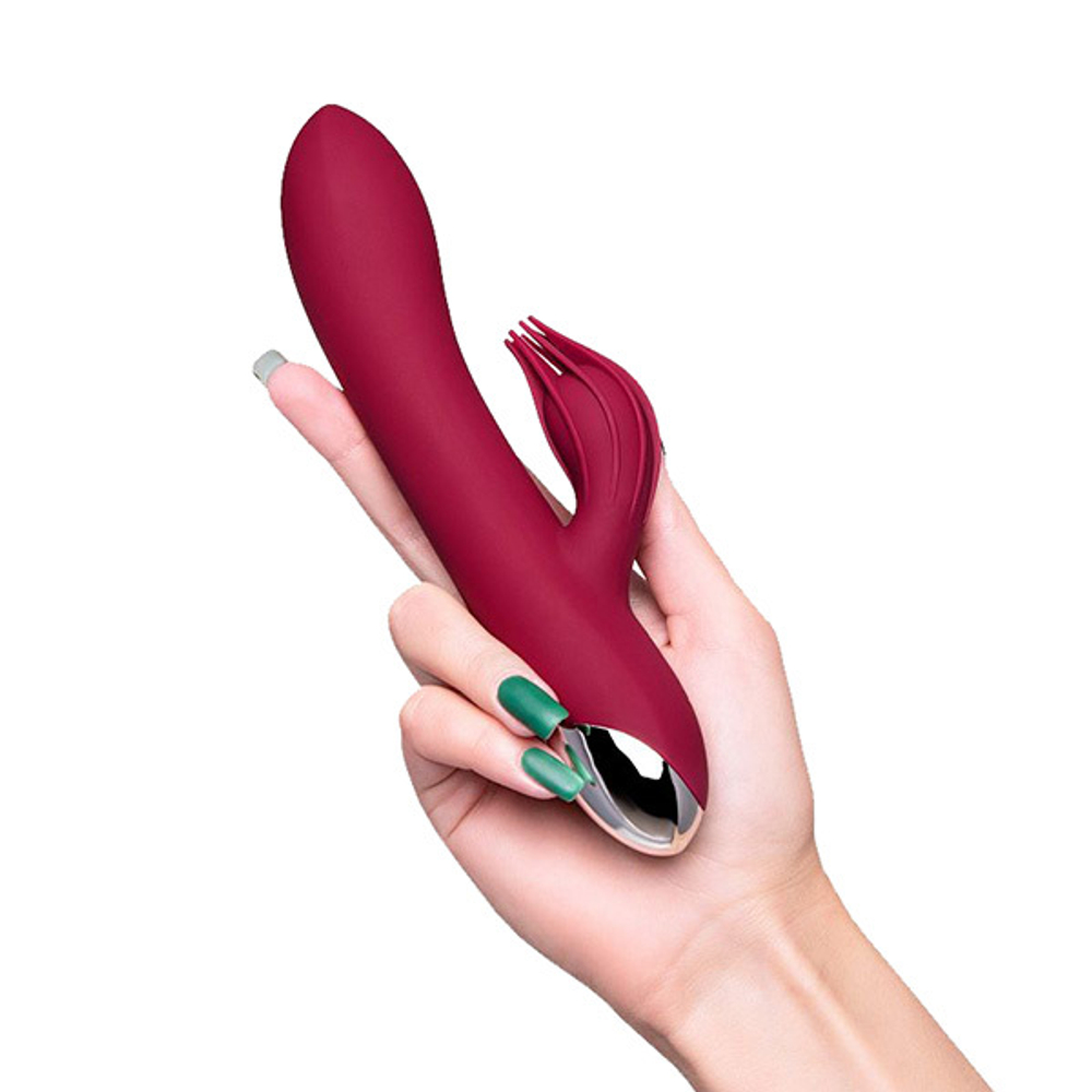 Бордовый вибратор-кролик 20,5см ToyFa L'roina Sangra 561025