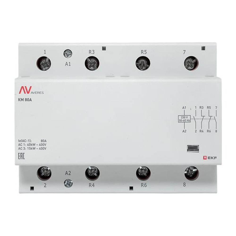 Контактор модульный КМ 80А 2NO+2NC 230В АС (6 мод.) AVERES EKF