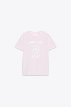 ZARA ФУТБОЛКА С НАДПИСЬЮ, ПАСТЕЛЬНО-РОЗОВЫЙ