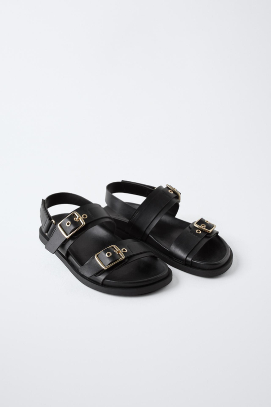 ZARA САНДАЛИИ С ПРЯЖКАМИ, ЧЕРНЫЙ