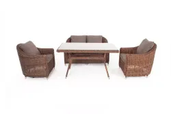 "Кон Панна" обеденная группа плетеная, цвет коричневый