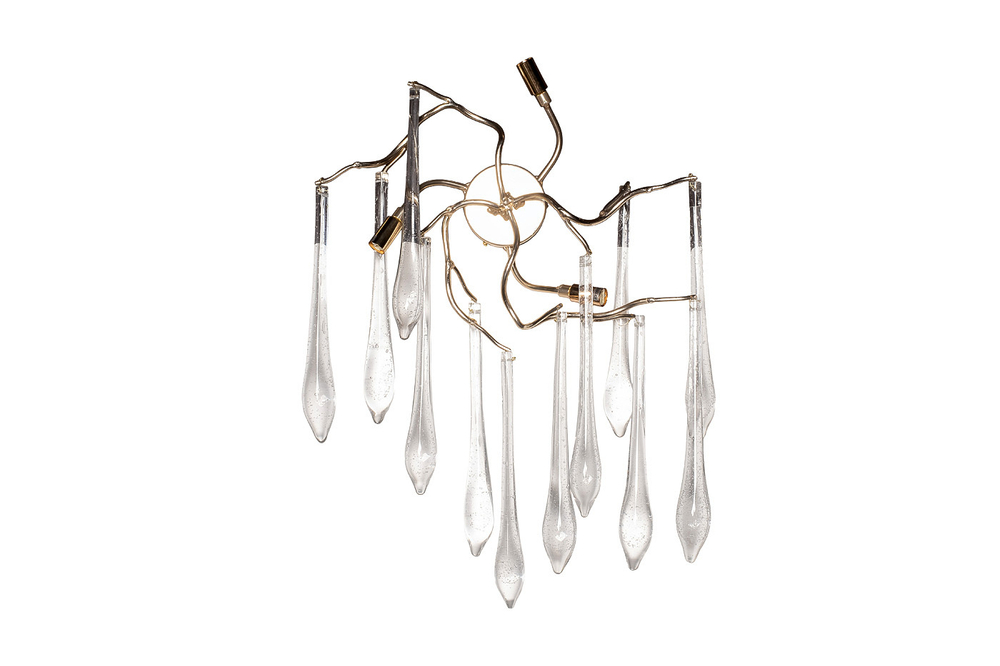 Бра настенное для спальни Garda Decor Капли шампань со стеклянным декором