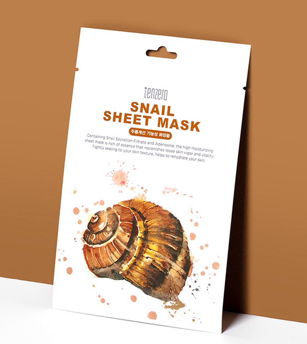 Тканевая маска с Муцином улитки Tenzero Snail Sheet Mask 5шт